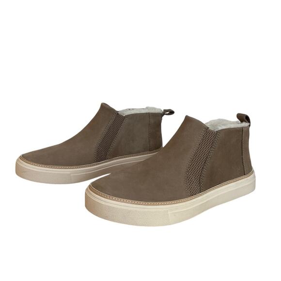 Toms Womens Bryce Sneaker Bootie Suede Faux Fur Size 9 Beige Slip On Flaw - Picture 1 of 9